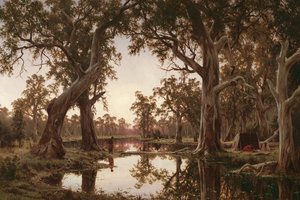 Sombras de la tarde, remanso del Murray, Australia del Sur de H J. Johnstone